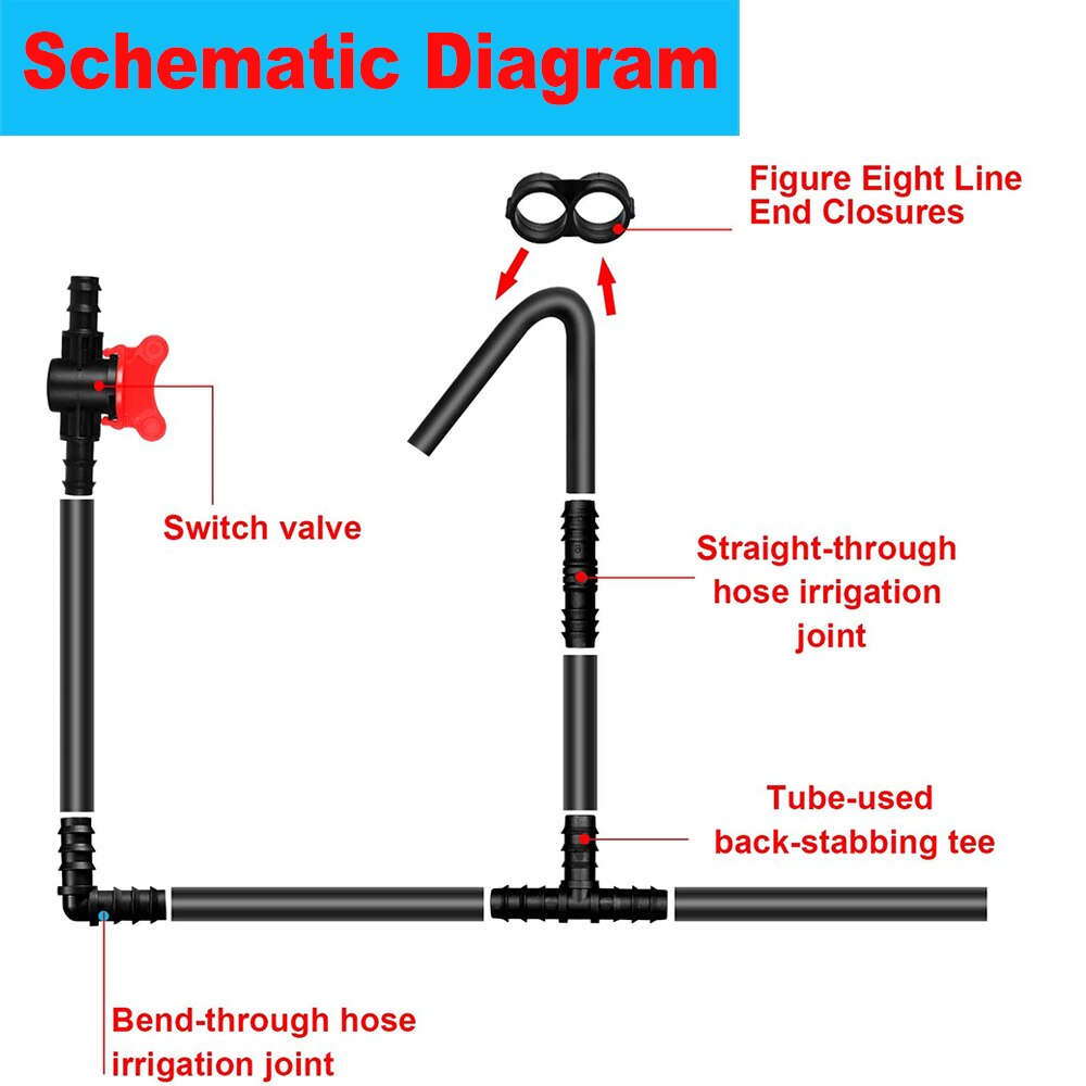 20/50pcs Micro Drip Irrigation Connectors End Plug Tee Elbow Equal Barb Connector 16mm 20mm Hose Folding Clip Micro Drip Adapter