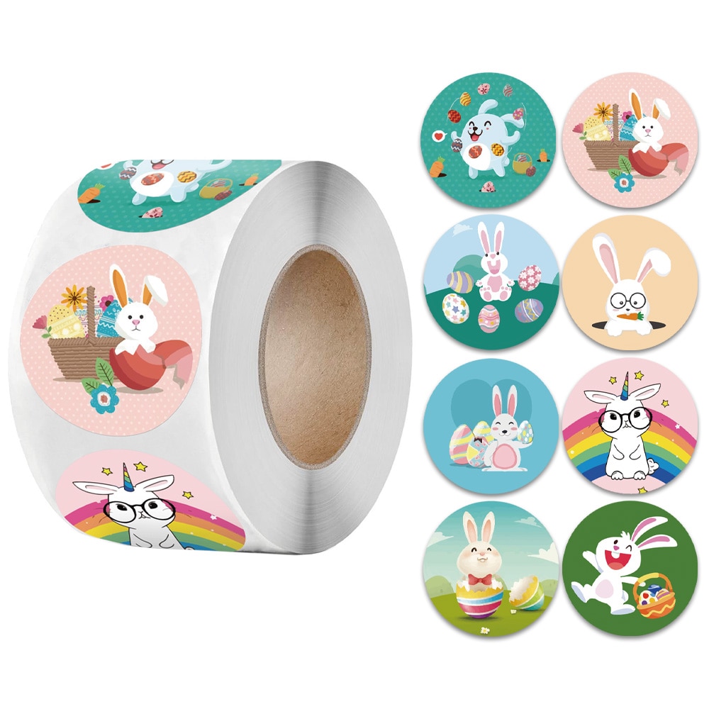 Happy Easter Stickers Bunny Egg Carrot Stickers Decal Easter Window Decor for Home Party Self Adhesive Scrapbook: 2.5cm