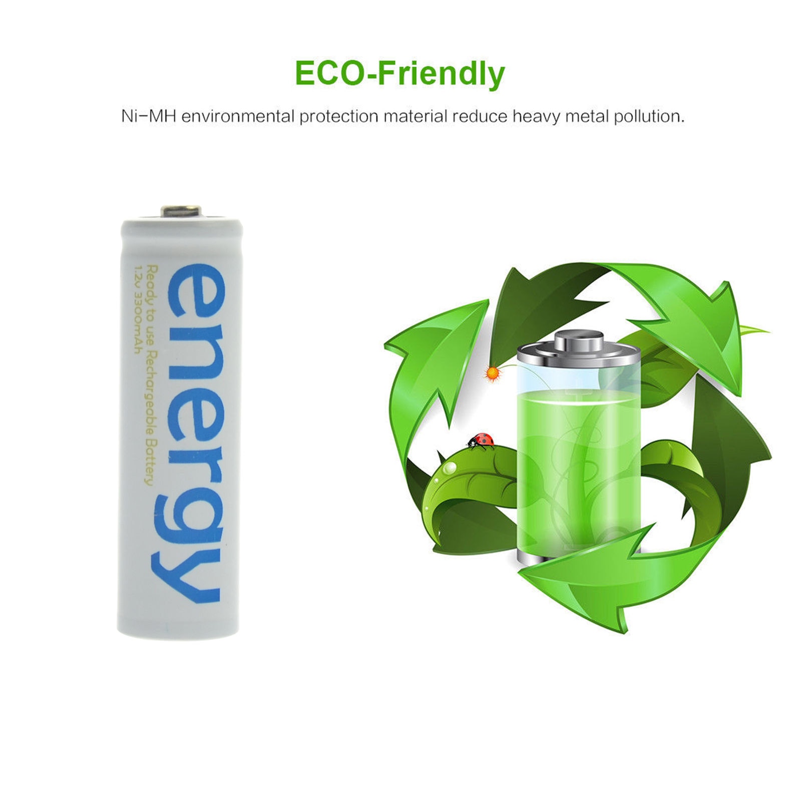 Neue AA 3300mAh AAA 2000mAh 1,2 V Ni-Mh Energie Akku Weiß Zelle für RC MP3 Freies