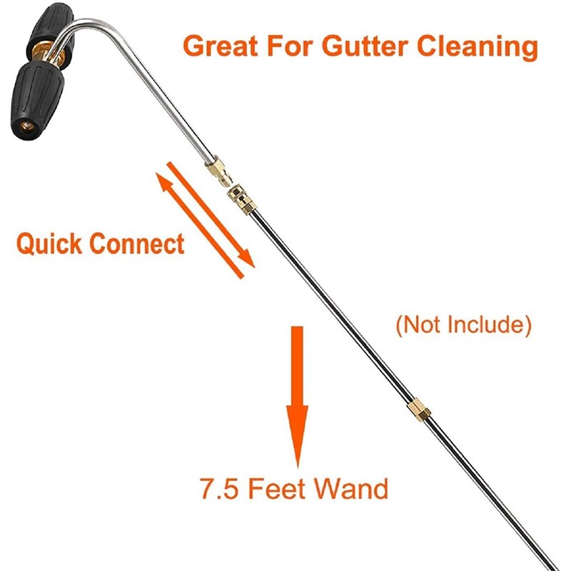 Gutter Cleaner Attachment for Pressure Washer, with 2 Rotary Turbo Nozzle,Pressure Washer Adapter Set