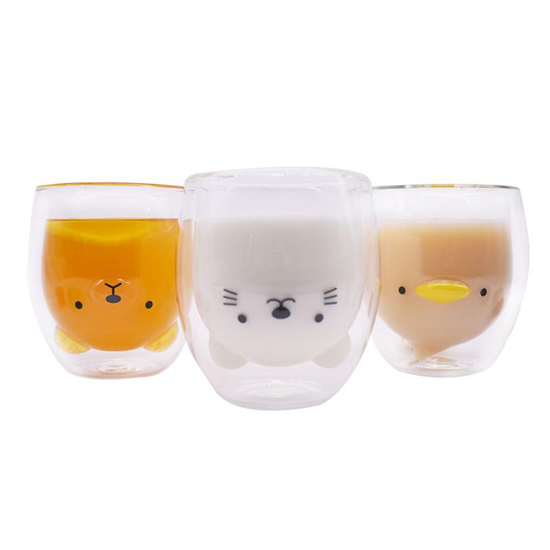 Varmebestandig glass 250ml nyskapende 3d dobbeltlags kopp bjørnekatteandling