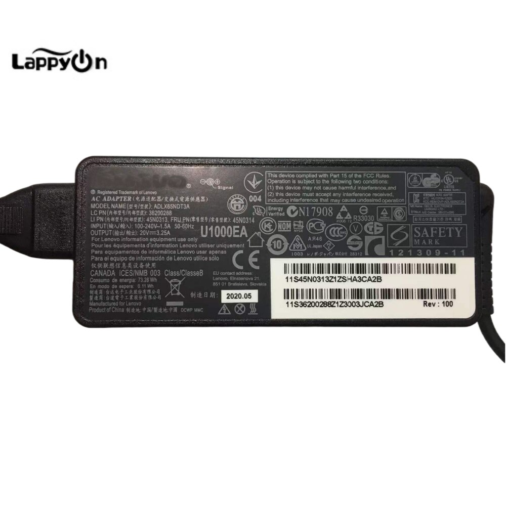 Zasilacz sieciowy 20V 3,25a 65W dla Lenovo IdeaPad S540-15IML S540-14IWL S340 S145 idepad 310 80T6 ładowarka do notebooka