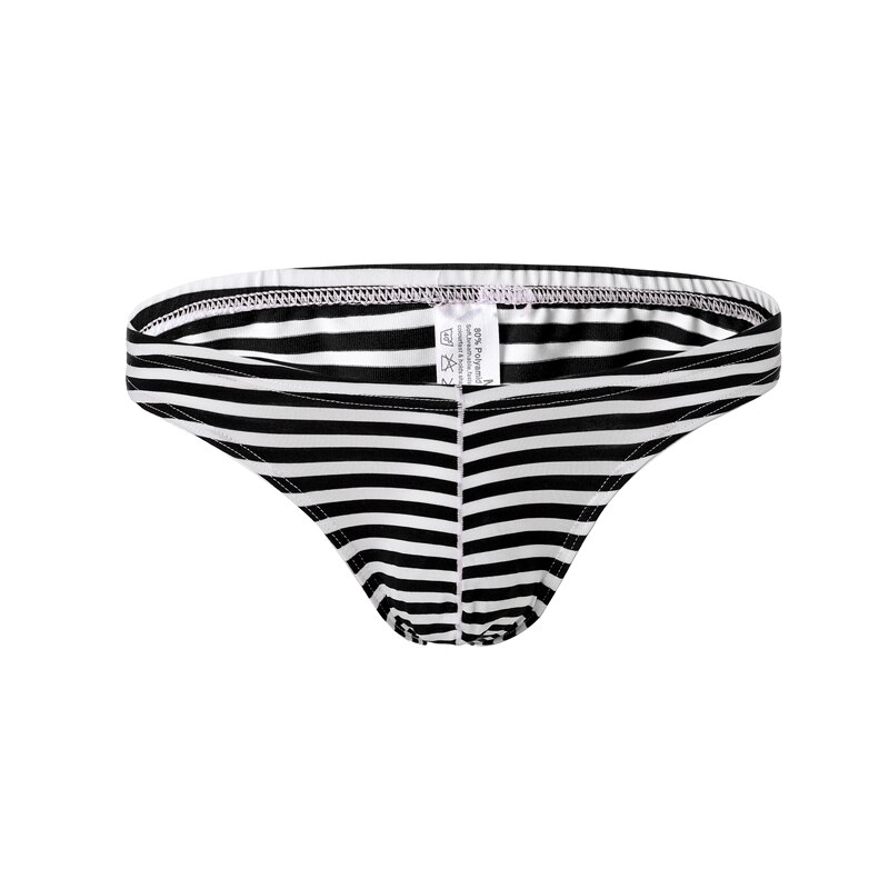 Men&#39;s Briefs Panties Men Cotton Underwear Briefs Breathable Cuecas Striped Brief U Pouch Panties for Men Sexy Underpants Shorts: Black / M