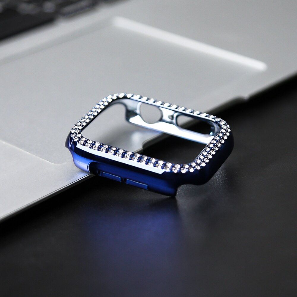 Diamentowe etui ochronne do Apple Watch Series 7 41MM 45MM Pokrowiec do iWatch 6 SE 5 4 3 38MM 42MM 40mm 44mm Akcesoria: xxxxl / Różowy