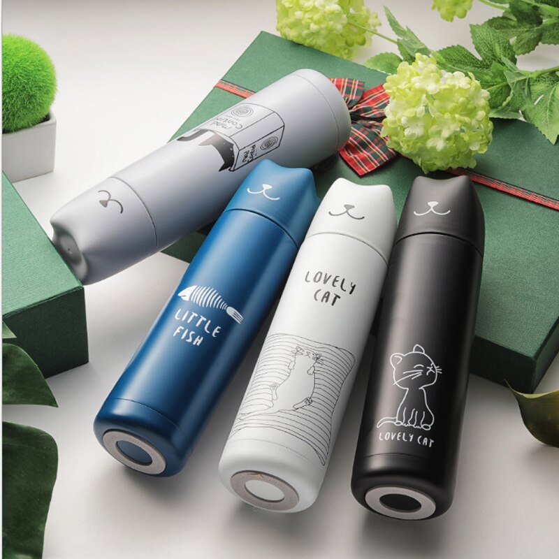 Cat Thermos for tea Stainless Steel 500Ml Water Insulated Bottle Vacuum Flask Water Thermal Cooler Travel Coffee Mug Cup