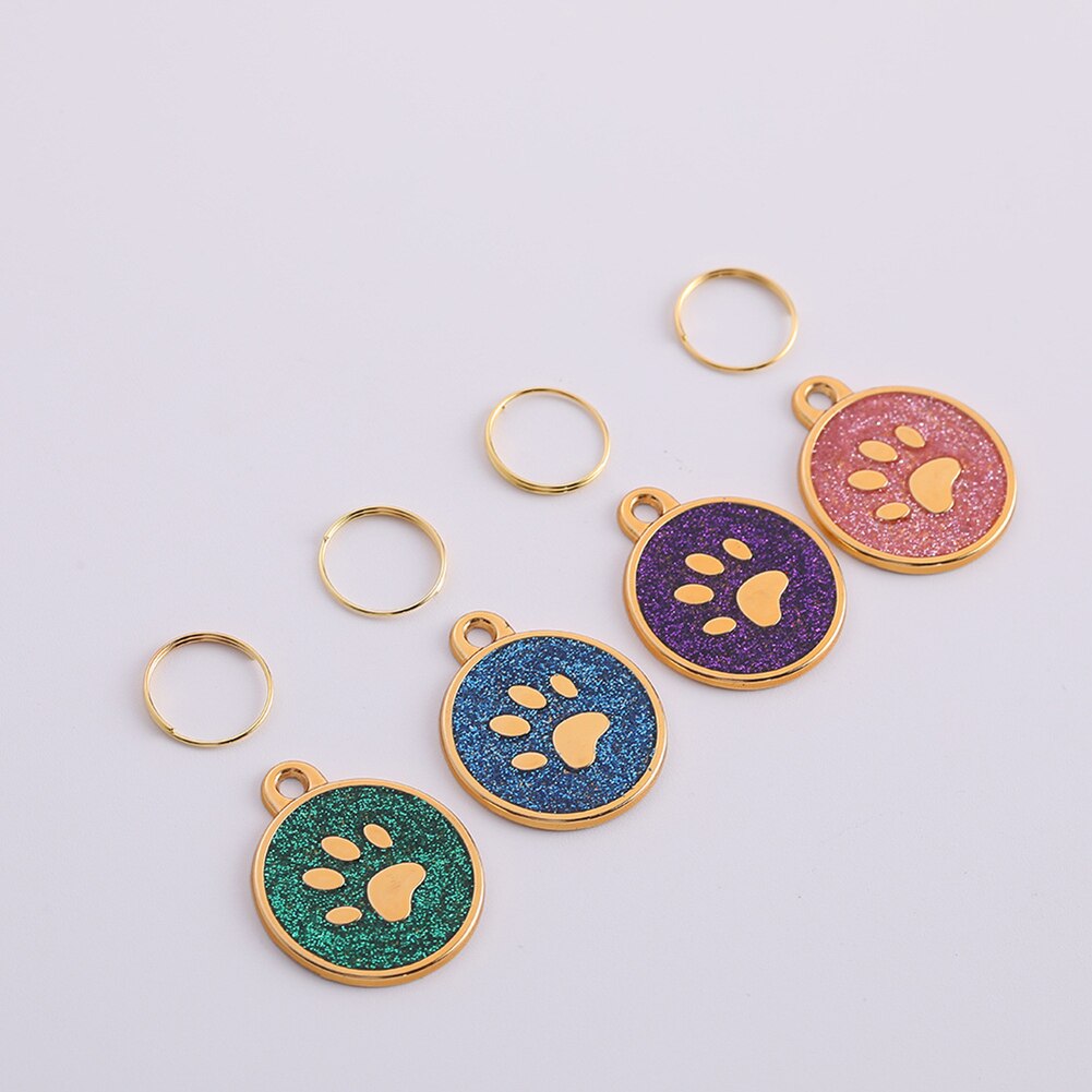 Collar con placa de identificación de perro y gato, colgante con garra redonda grabada, decoración para el bolsa Porta llaves, 10 Uds.