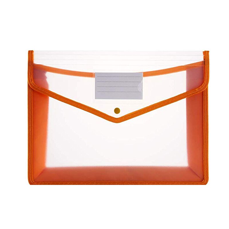 Plastic A4 Bestand Mappen Grote Capaciteit Portemonnee Document Zak Popper Portemonnee Envelop Mappen Voor Office Home School Travel Pvc Zak: orange