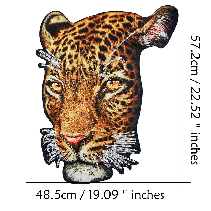 1 Pieces Sequin Gedrukt Grote Tijger Hoofd Doek Naaien Voor Kleding Patch Diy T-shirt Jas Denim Jas Decoratie Sticker: 1 Piece