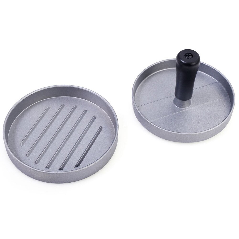 Rund form hamburgerpress aluminiumlegering gör-det-själv handmanövrera hamburgare kött nötkött grill hamburgerpress biffmaskin form köksredskap