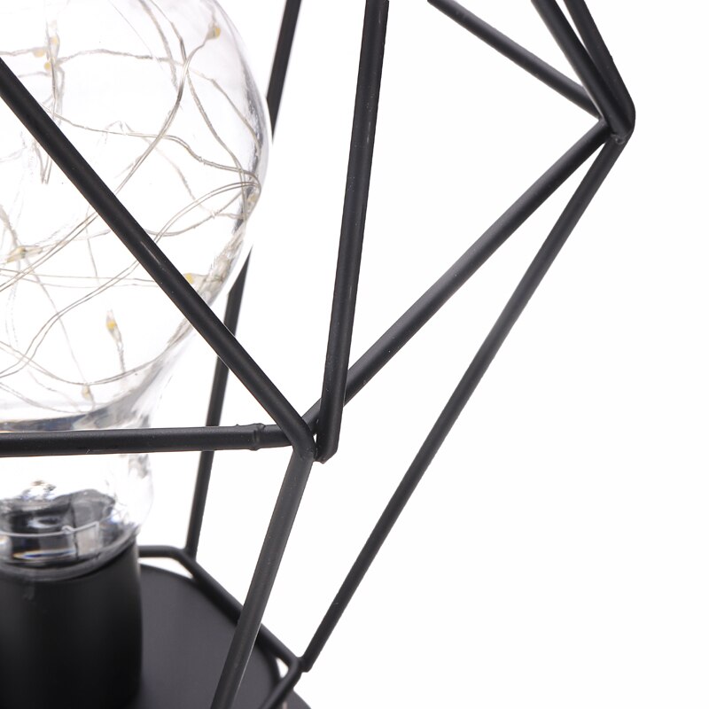 Geometrisk bordlampe retro geometriske industrielle led lyspærer skrivebord bord seng side lampe batteri usb for soverom dekorer