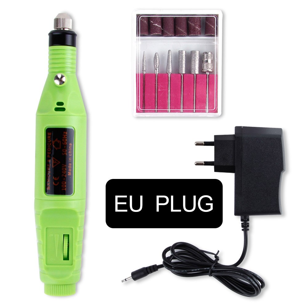 Taladro eléctrico para uñas, herramienta para manicura y pedicura, cuidado de los pies, 1 unidad: Green EU Plug