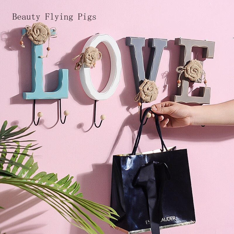 Wall decoration home accessories living room hangers luminous letters key bedroom kitchen coat clothes towel hook hat bag holder