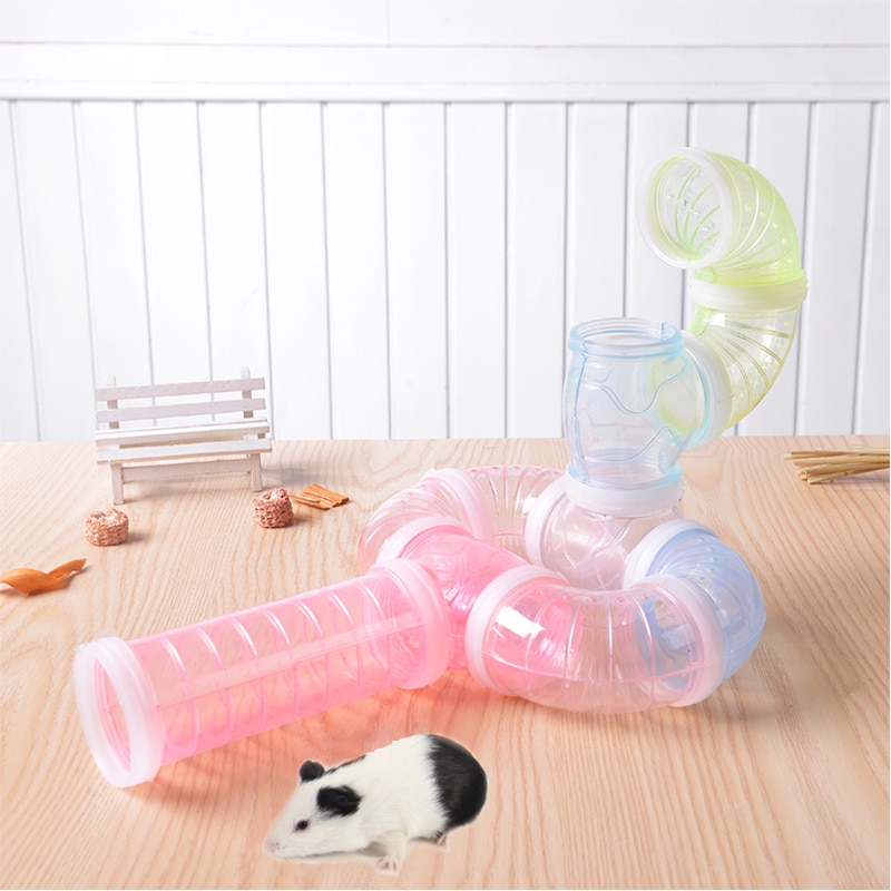 Sällskapsdjur hamster leksaker sex-genomgående tunnelbeslag transparent akryl bur hamster små djur marsvin träning små husdjur leksaker