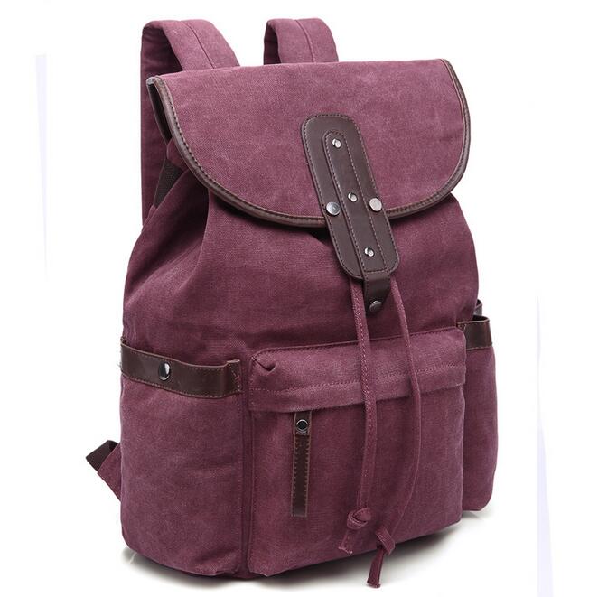 070717 men backpack canvas school student shoulder bag: C4