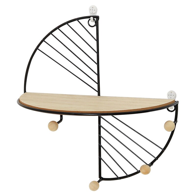 Ijzer En Houten Opslag Mand Met Haken Sector Key Rack Hangers Holder Muur Haak Woondecoratie Hangen Haken Voor toetsen