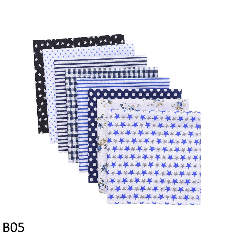 8Pcs/set 25*25cm Mixed Style Floral Print Handmade Fabric Patchwork Fabric Cotton For DIY Sewing Craft Sewing Quilting Fabrics: B05 navy blue