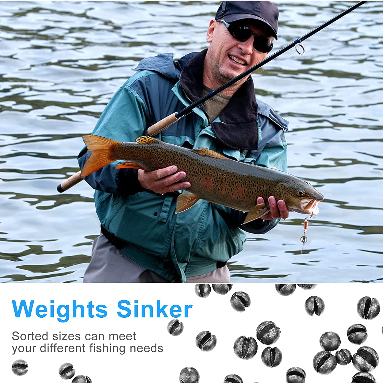 50pcs Round Split Shot Sinker Removable Fishing Weight Sinkers 1B-6B Fishing Accessories Equipment