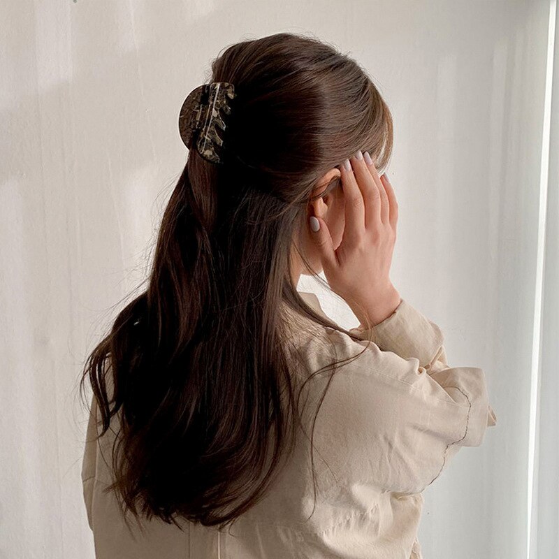2022 Acetaat Haar Clip Semi-Cirkel Koe Patroon Haarspeld Dames Mode Prachtige Haaraccessoires Trend Shark Clip 8cm Grote