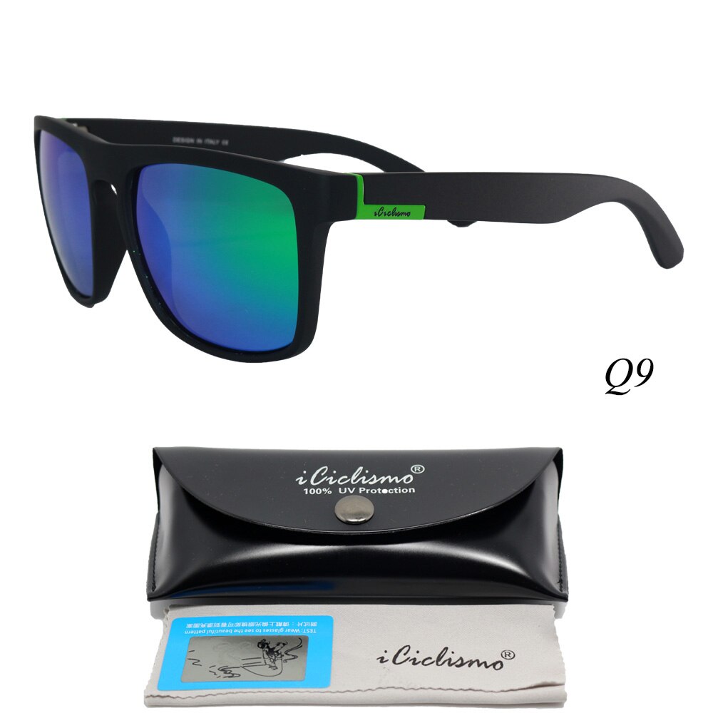 Quisviker polariserede solbriller mænd campingfiskebriller  uv400 beskyttelse cykelbriller  tr90 ramme sportsvandring briller: Q9