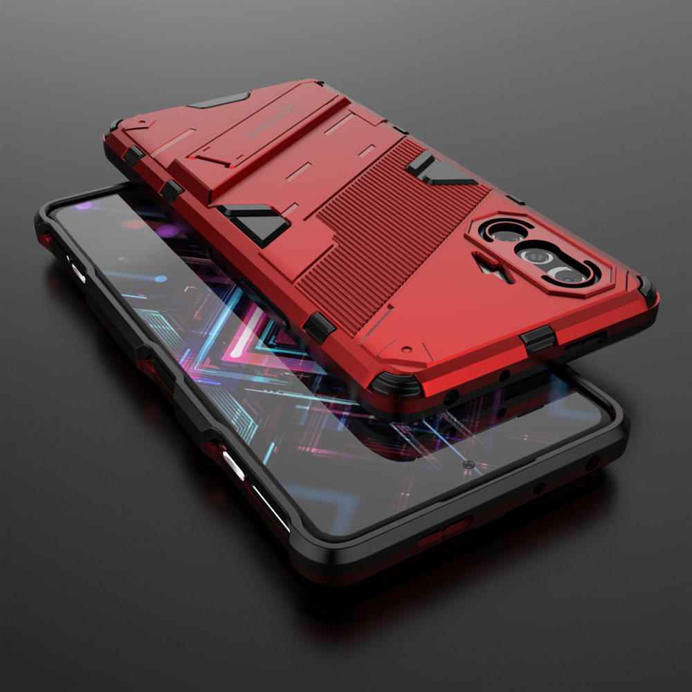 Armadura a prueba de golpes resistente TPU parachoques Fundas cubierta para Xiaomi Poco F3 GT Redmi K40 K 40 Gaming funda PC soporte Coque carcasa: Aluminio / Rojo