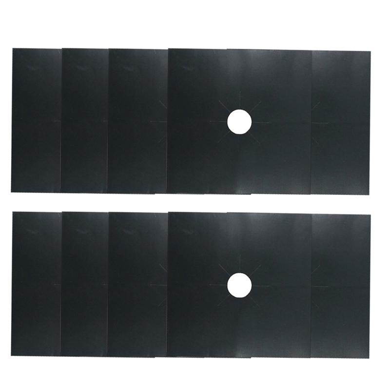 Gas Hob Protector Universal Heavy Duty Oven Liners Teflon Sheets (Black): 10pcs