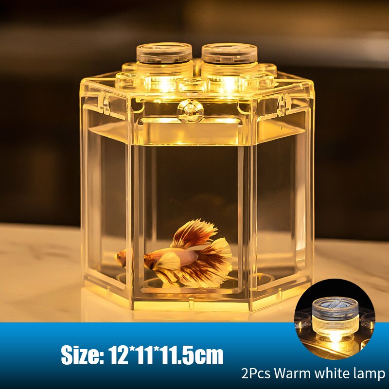 Desktop Aquarium Fish Tank Turtle Tank Office Mini Betta Aquatic Plant Ornamental Fish Tank With Lamp Aquarium Supplies: 2