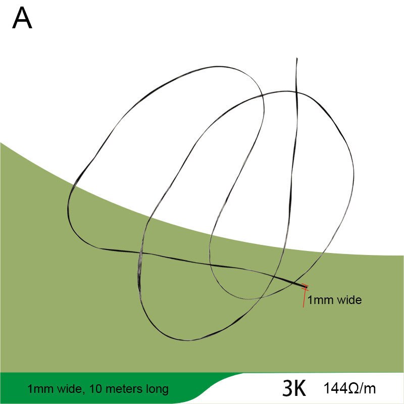 Carbon Fiber Wire High Temperature Resistance Conductive And Tensile Resistance 3K6K12K24K Conductive Heating Wre: A1mm X10 meters