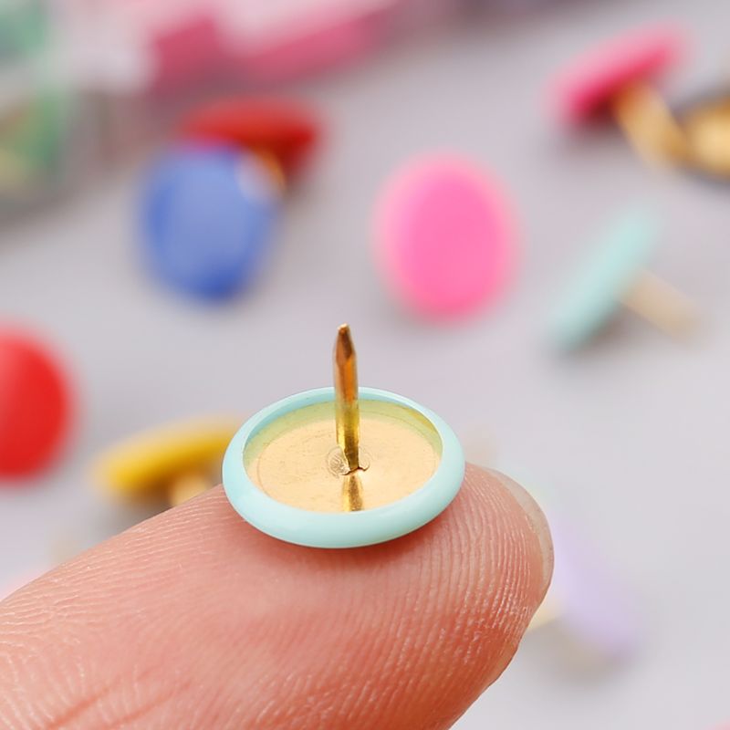 KIPTVO 100PCS Coloured Push Pins, Decorative Thumb Tacks Round Head