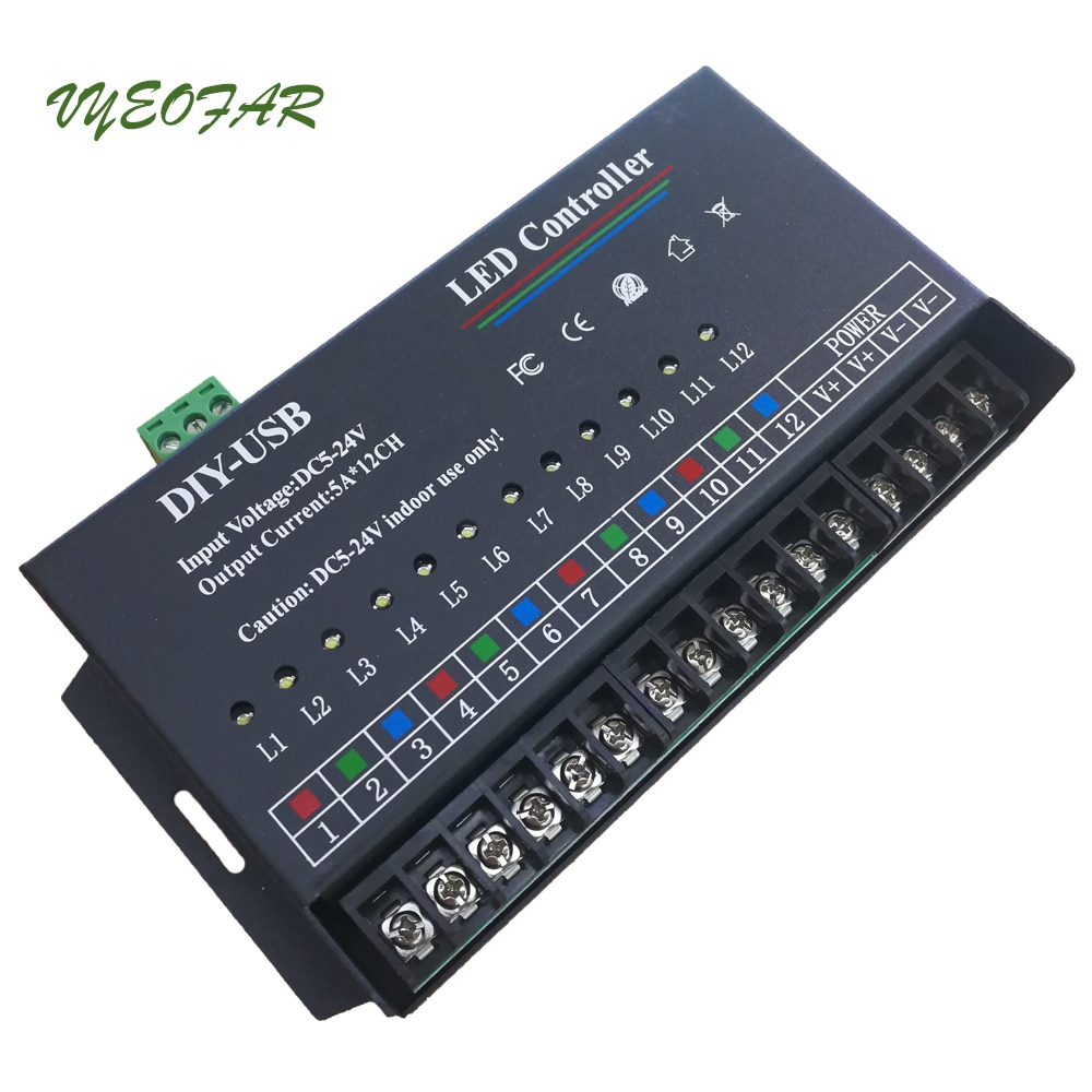 USB DIY LED RGB RGBW Controller 12 Channel Programmable Controller 5A*12CH;12Channels LED Controller for 3528&5050 led strip
