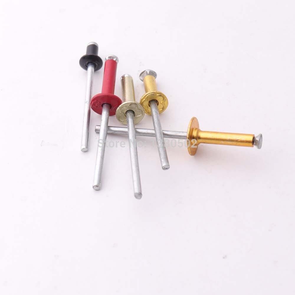 100 stk aluminium pop blindnitter kerne trækker dekorationsnitter / negle mix farve 40mm