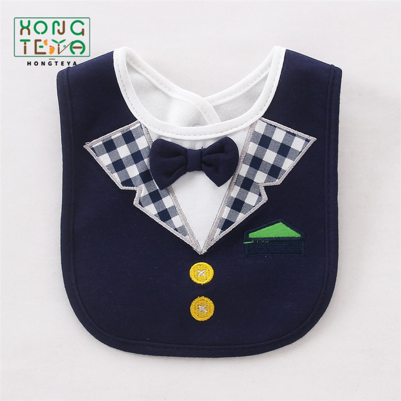 Stereoscopic Removable Baby Bibs Waterproof Tuxedo Kids Bib Saliva Towel Tie Gentleman Child Red Bow Dinner Feeding Bibs