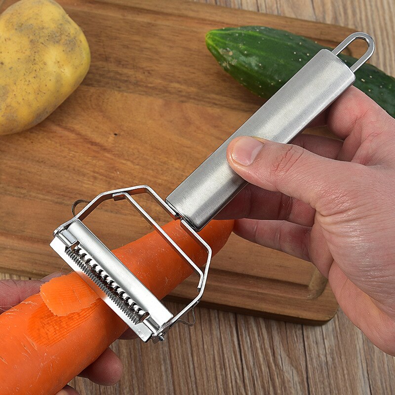 Dobbelt formål fortykning rustfrit stål bao si dao peeler to-i-en kartoffel gulerod rivejern frugt skrælning kniv