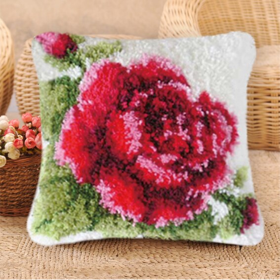 Latch Hook Flower Kits Do It Yourself Embroidery Knooppakket Latch Hook Pillow Borduurpakket Kussen Embroidery Package Pillow