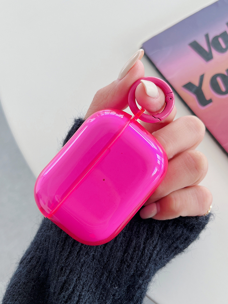 Funda fluorescente para auriculares de Color caramelo para Apple AirPods Pro 3 Air Pods 4 2 1 funda protectora transparente de TPU suave y transparente: XS / Rojo