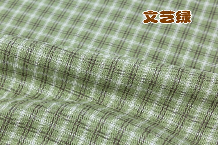 Tela de franela de sarga de algodón de 100x145cm, tela suave de lijado e hilo teñido a cuadros, tela hecha a mano DIY: Verde