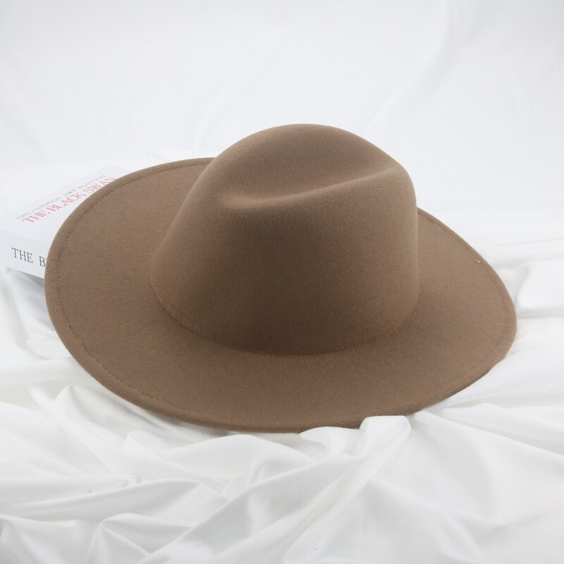 Cappelli da donna Fedora Panama tesa larga 9.5cm grigio cachi Jazz berretti da uomo abito invernale Fedora cappelli da uomo pamacao Y Tocados Para Bodas