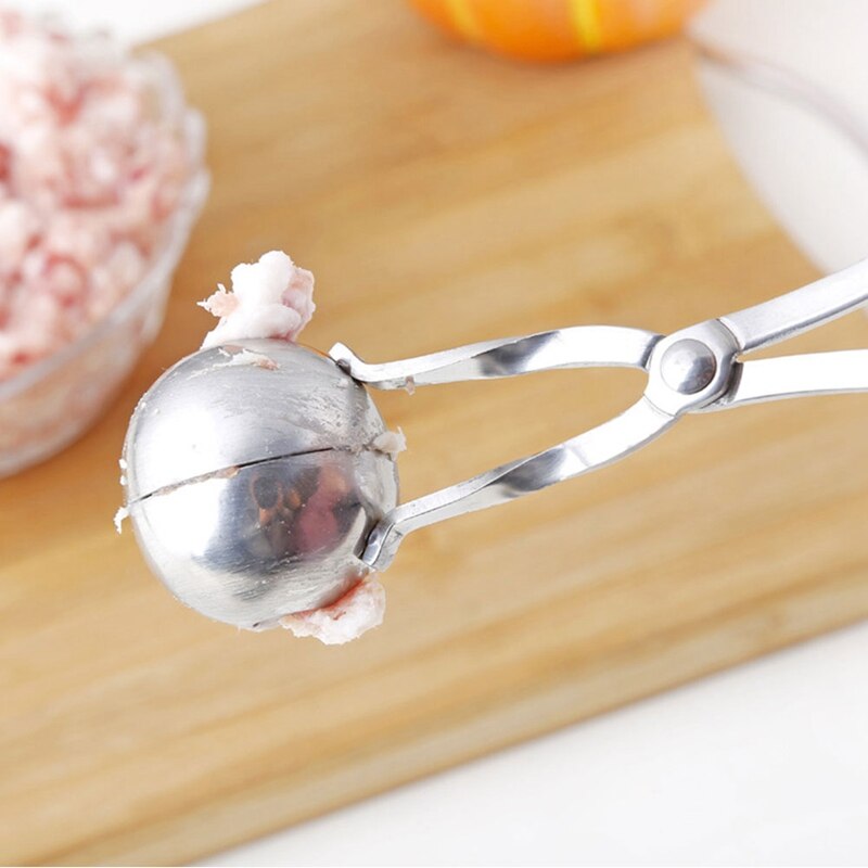 Pinza de acero antiadherente para hacer albóndigas rellena de carne, bola de nieve para helado, bolas de pescado, carne o arroz, utensilios de cocina