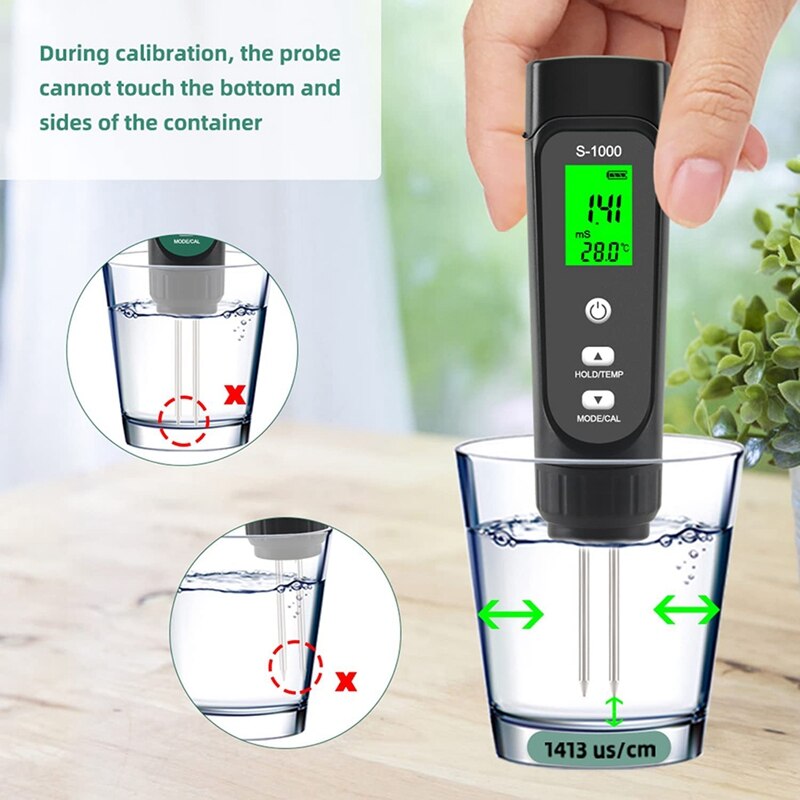 Soil EC Meter 3-In-1 Multipurpose Moisture Tester With ATC Great For Garden, Lawn, Farm, Indoor &amp; Outdoor Use