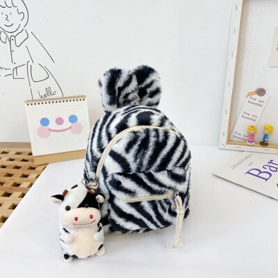 Kid's Backpack Korean Children's Plush Bag Shoulder Bag Girls Simple Rabbit Shoulder Bag 3D Cartoon Animal Backpack: style 4