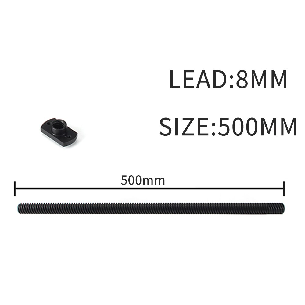 T8 PTFE Teflonto Lead Screw 2mm/8mm With POM Nut For Ender3 Ender3 pro Ender3 V2 Ender5 Sidewinder X1 VORON 3D Printer Parts: Lead 8MM 500