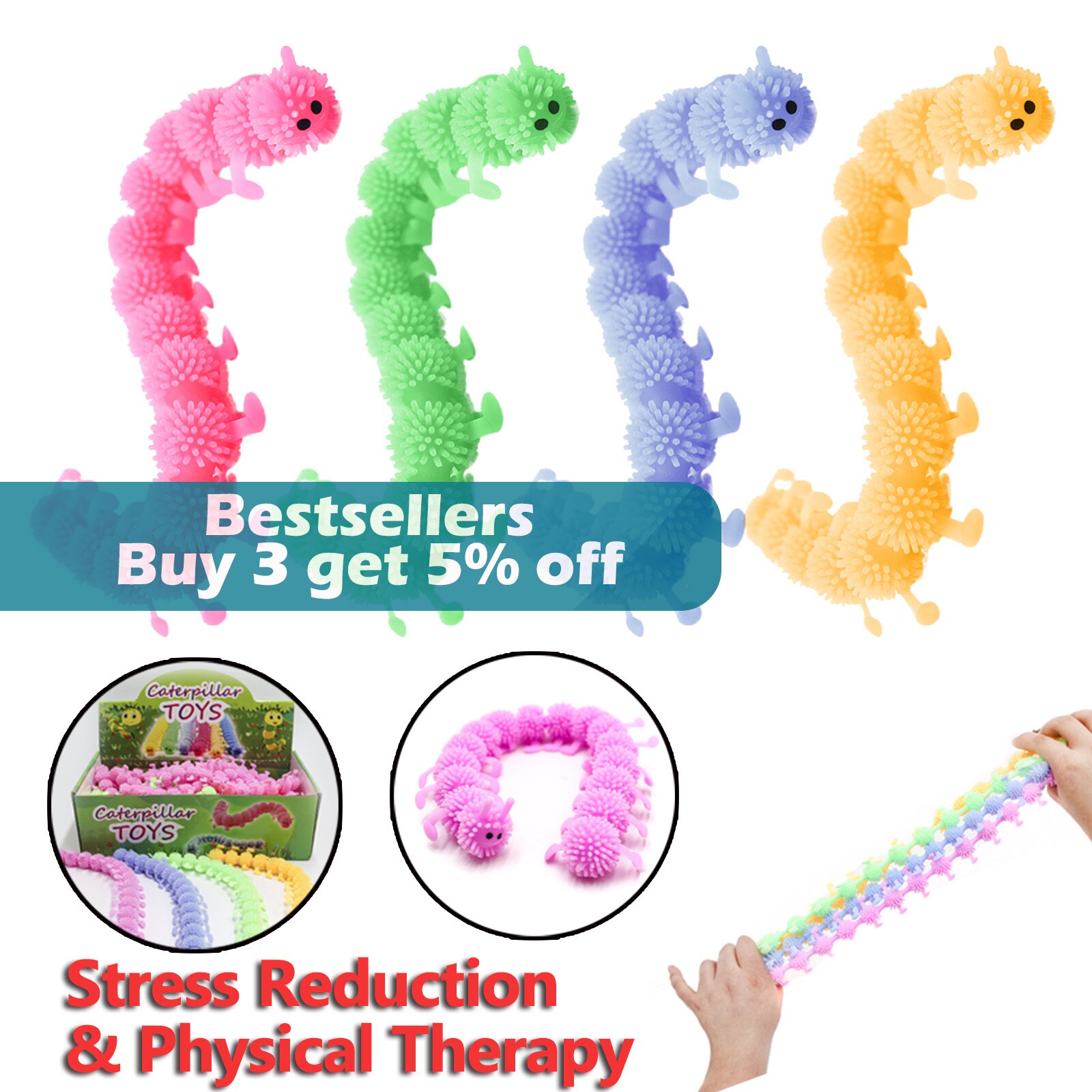 @ Fidget Toys 16 Knots Caterpillar Relieves Stress Toy Physiotherapy Releases Stress Fidget Toys Antistress Squeeze Toy