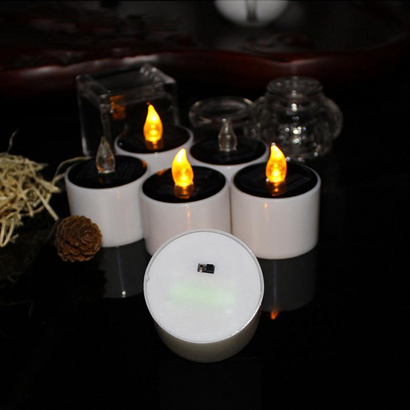 Solar- Kerzen Licht Flammenlose Wiederaufladbare LED Kerzen Lichter Schlafzimmer Tee Lampen Wohnkultur Kerzen Kerze Licht
