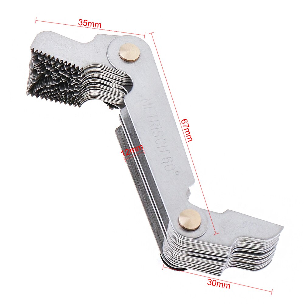 Metric Imperial 58pcs Blade US Screw Gauge SAE Whitworth 55 Degree &amp; Metrisch 60 Degree Thread Pitch Gauge for Measuring Tool