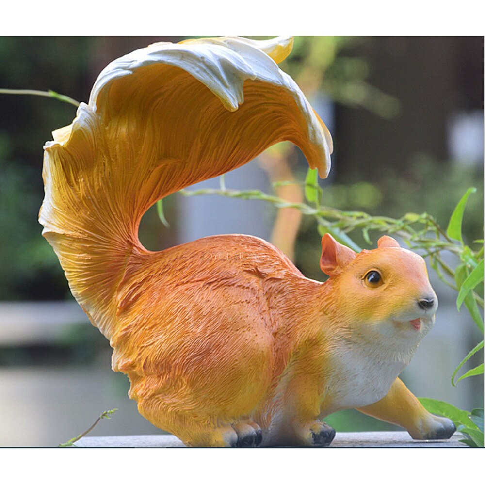 RESIN GARDEN SQUIRREL ANIMAL STATUE FIGURIUE GARDEN ORNAMENTS DECORATIONS FOR OUTDOOR GARDEN LAWN AND YARD