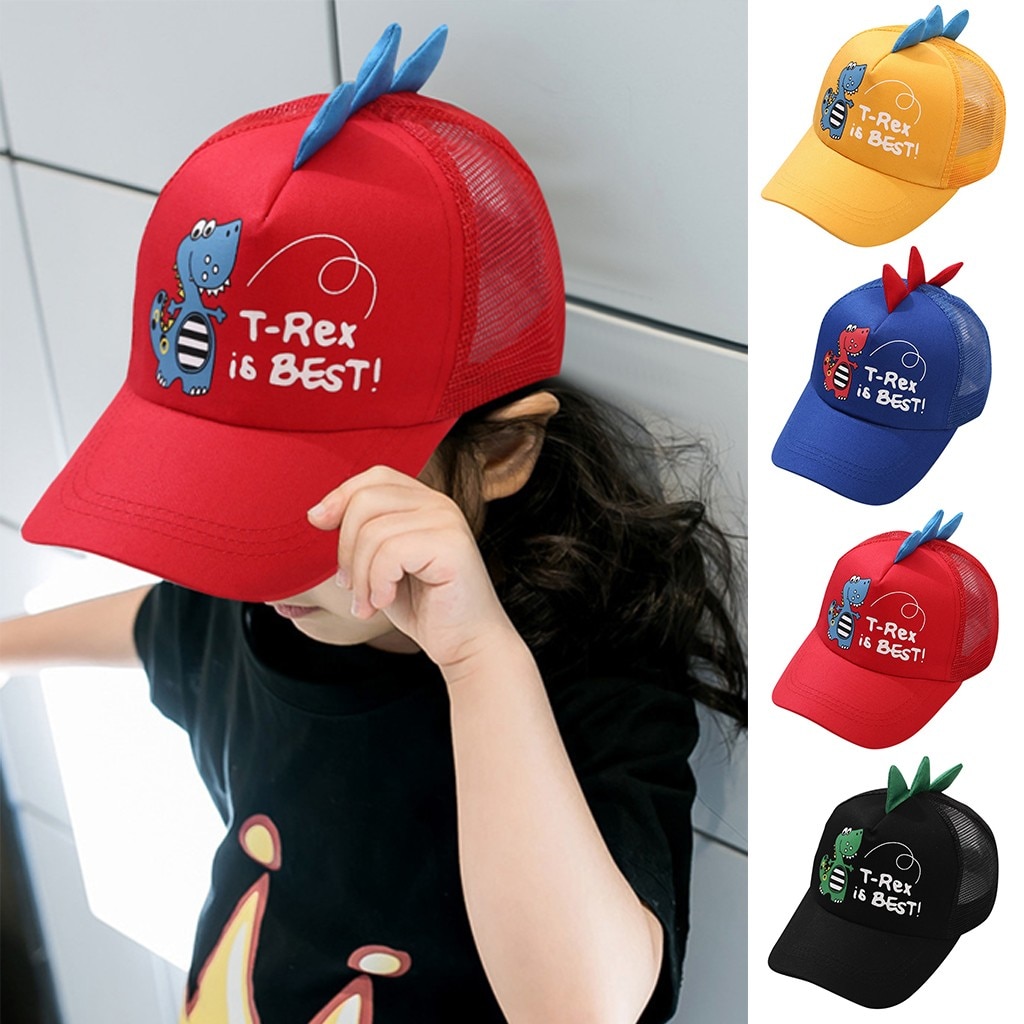 Top Selling Kids Baby Jongens Meisjes Dinosaurus Geborduurde Cap Mode Baseball Cap Piekte Hoed Ondersteuning En