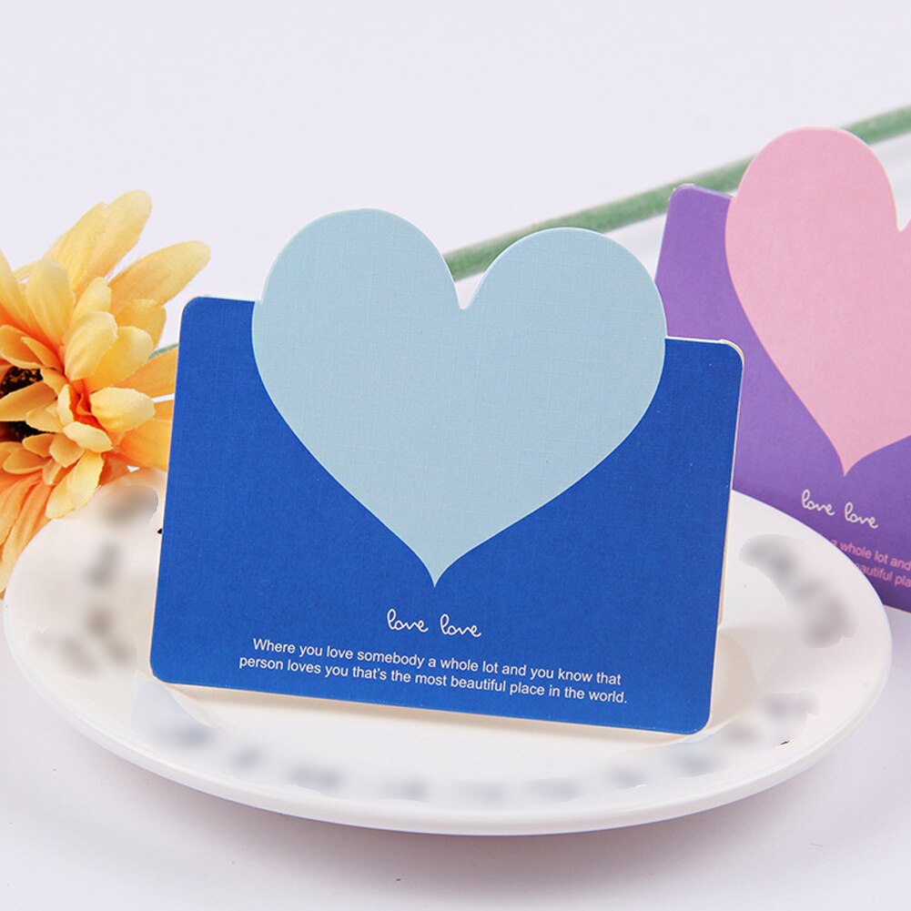 10pcs/bag Mixed Color LOVE Heart Shape Greeting Card Valentines Day Card Wedding Invitations Card Romantic Thank You Cards
