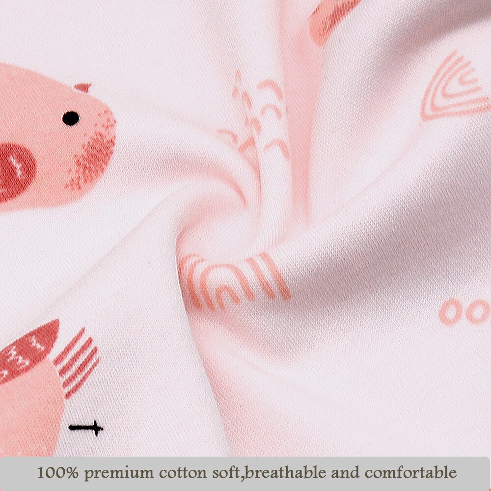 COBROO-ropa 100% de algodón para recién nacidos, pijama con patas, manopla, puños, Unisex, color rosa, de 0 a 6 meses