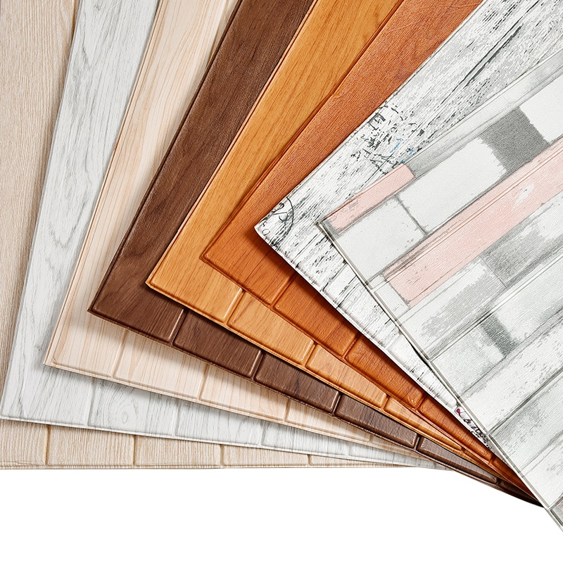3D Wooden Wall Sticker Home Decor PE Foam Waterproof Wall Covering Self Adhesive Wallpaper For Living Room Bedroom 3D Wall Panel