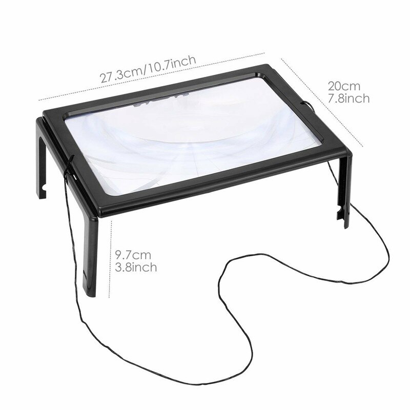 Handheld Magnifying Glass 3X Reading Magnifier A4 Full Page Books Reading Aid Book Reading Aid Lens With LED Light