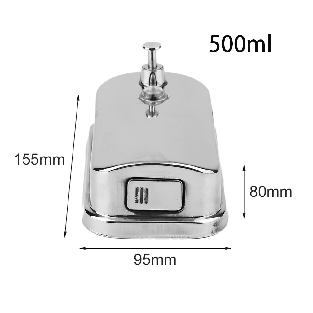 Dispensador de 500/800/1000ml, dispensador de sabão líquido de aço inoxidável, suporte de parede, shampoo, dispensador de loção de banho: 500ml